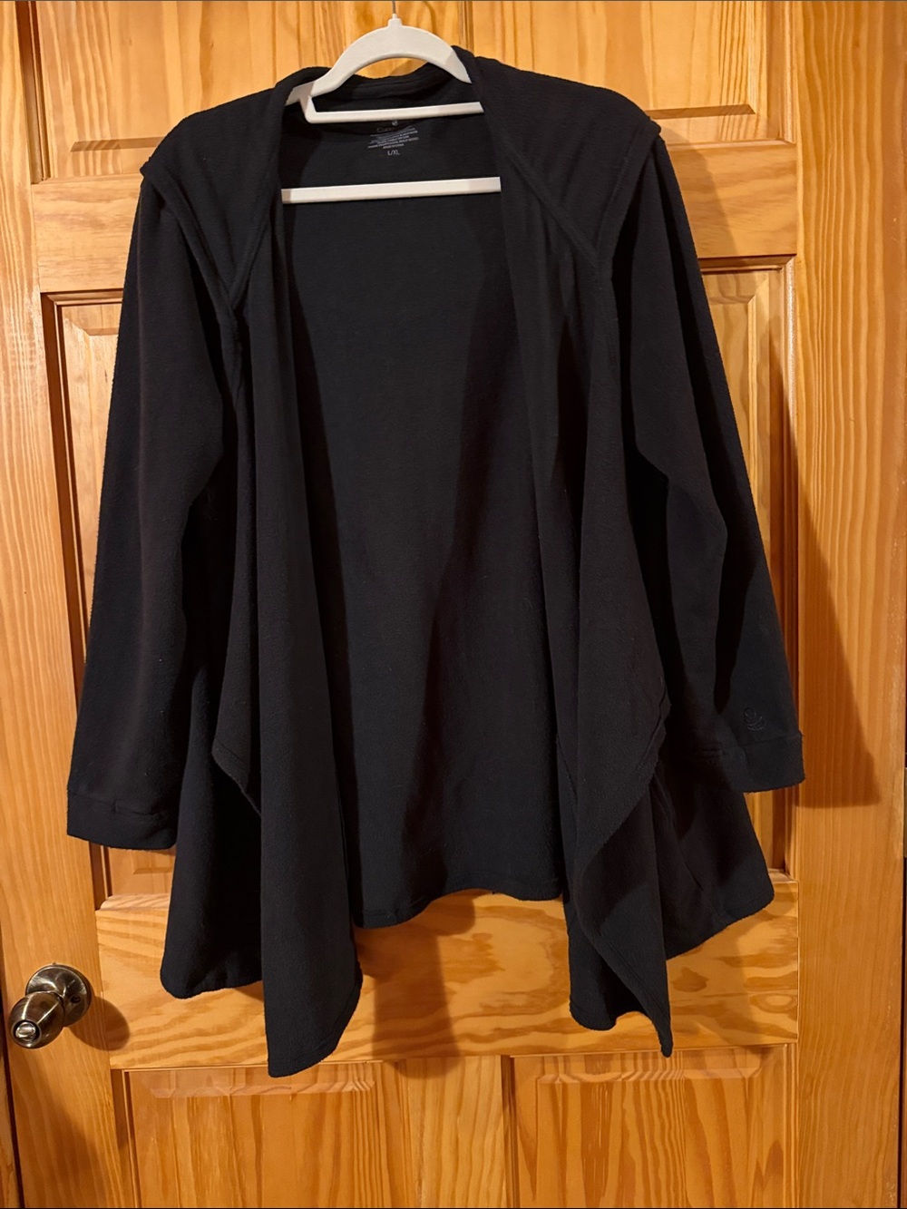 Cuddl Duds Black Hooded Open-Front Cardigan